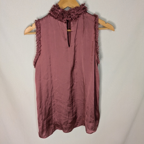 Zara Rose Mauve Pink Sleeveless Ruffle Neck Shirt Size S - Picture 2 of 9